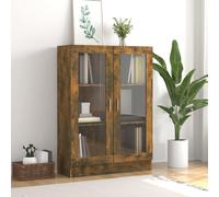 Vitrine Cabinet Smoked Oak 82.5x30.5x150 cm Engineered Wood & Glass 2 Doors