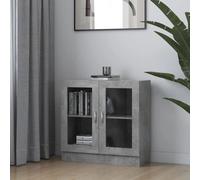 Vitrine Cabinet Smoked Oak 82.5x30.5x150cm Engineered Wood & Glass 4 Shelves XL