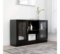 vidaXL Vitrine Cabinet Black Engineered Wood Sideboard Storage Side Cupboard