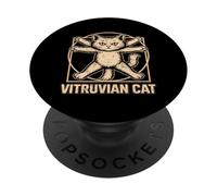 Vitruvian Cat Art Feline Anatomy Funny Kitty Lover PopSockets Adhesive PopGrip