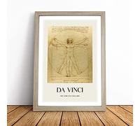 Vitruvian Man by Leonardo Da Vinci Framed Wall Art Print A2 Oak