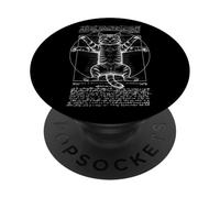 Vitruvian Man Cat Lover Funny Leonardo Da Vinci Tabby Cats PopSockets Adhesive PopGrip