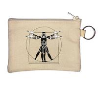 Vitruvian Man Holding Laser pew pew Trooper Wars Miss Key Chain Coin Purse Beige
