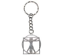 Vitruvian Man Keyring Leonardo da Vinci Drawing Art Keychain Science Vitruviano Key Ring Chain Metal Gift Artist Roman Accessory Human Body Vitruvius Geometry Anatomy Sketch Illustration Bag Keys