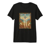 Vitruvian Man Leonardo Da Vinci Geometry Science Artist Gift Premium T-Shirt