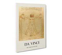 Vitruvian Man Vol.1 By Leonardo Da Vinci Canvas Print | Gallery Wrapped 30mm Frame Wall Art | 20x14 inches | Ready to Hang | Classic People Picture | Living Room Bedroom Lounge Office