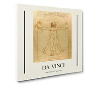 Vitruvian Man Vol.1 By Leonardo Da Vinci Canvas Print | Gallery Wrapped 30mm Frame Wall Art | 20x20 inches | Ready to Hang | Classic People Picture | Living Room Bedroom Lounge Office