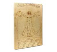 Vitruvian Man Vol.1 By Leonardo Da Vinci Canvas Print | Gallery Wrapped 30mm Frame Wall Art | 24x16 inches | Ready to Hang | Classic People Picture | Living Room Bedroom Lounge Office