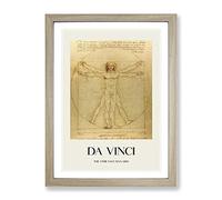 Vitruvian Man Vol.1 By Leonardo Da Vinci Exhibition Museum Painting Framed Print | A2 Oak Framed Wall Art | Ready to Hang | Modern Historical Picture | Living Room Bedroom Lounge Office