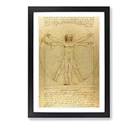 Vitruvian Man Vol.1 by Leonardo Da Vinci Framed Print | A2 Black Framed Wall Art | Ready to Hang | Modern Historical Picture | Living Room Bedroom Lounge Office