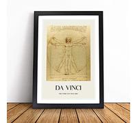 Vitruvian Man Vol.1 by Leonardo Da Vinci Framed Wall Art Picture Print - Canvas Painting - Modern Home Décor Poster - Ready to Hang for Living Room Bedroom Kitchen - Black A3 (36 x 48 cm)