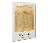Vitruvian Man Vol.1 Leonardo Da Vinci Canvas Print | Gallery Wrapped 30mm Frame Wall Art | 30x20 inches | Ready to Hang | Contemporary People Picture | Living Room Bedroom Lounge Office