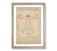 Vitruvian Man Vol.2 by Leonardo Da Vinci Framed Print | A2 Oak Framed Wall Art | Ready to Hang | Modern Historical Picture | Living Room Bedroom Lounge Office