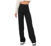 Vitrywei Bloomydove Flexipants,Women's Casual High Waist Stretch Pants,Multiple Pockets Straight Leg Pants, Wide Leg Trousers Women (L, Black)