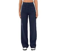 Vitrywei Bloomydove Flexipants,Women's Casual High Waist Stretch Pants,Multiple Pockets Straight Leg Pants, Wide Leg Trousers Women (S, Navy Blue)