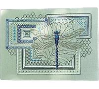 Vitrywei Dragonfly Geometric Cross Stitch Kit,Needlepoint Kits for Beginners,DIY Needlepoint Starter Kit with Printed Linen Threads Needles Beads Full Instructions,for Beginners Adults (1 pcs)