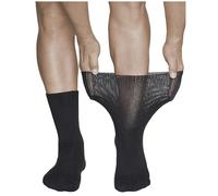 vitsocks Men's Diabetic Extra Wide Top Gentle Grip Socks (2 PAIRS) Comfort Elastic Cuff Swollen Ankles Diabetes Feet, black, 10-12 uk