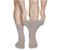 vitsocks Men's Diabetic Extra Wide Top Gentle Grip Socks (2 PAIRS) Comfort Elastic Cuff Swollen Ankles Diabetes Feet, light beige, 10-12 uk