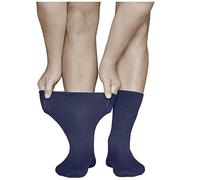 vitsocks Men's Extra Wide Top Loose Fitting Diabetic Socks (3 PAIRS) Non Elastic Swollen Feet Ankles Legs Diabetes Cotton, navy blue, 12.5-15.5 uk