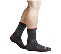 vitsocks Men's Outdoor Hiking Walking MERINO WOOL Thick Boot Socks, Anti-Blister Cushioned Warm Wicking Trekking Camping, grey-burgundy, 9.5-12 uk