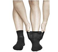vitsocks Men's Soft Top COTTON Stretchy Ankle Socks (3 PAIRS) Gentle Grip Comfort Cuff Cushion Sole Elderly Gents, black, 8.5-9.5