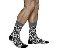 vitsocks Mens Womens Geometric Design Funky Novelty Socks, Soft Breathable Cotton, Unisex Sizes, diamonds: white-black-grey, 9.5-12