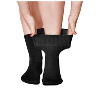 vitsocks Women's Extra Wide Top Loose Fitting Diabetic Socks (3 PAIRS) Non Elastic Swollen Feet Ankles Legs Diabetes Cotton, black, 2.5-5.5 uk