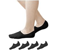 vitsocks Women's No Show Invisible 98% COTTON Trainer Socks (4x PACK) Thin Ultra Low Ladies Footies Peds Non Slip Grips, black, 2.5-5.5
