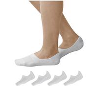 vitsocks Women's No Show Invisible 98% COTTON Trainer Socks (4x PACK) Thin Ultra Low Ladies Footies Peds Non Slip Grips, white, 6-8
