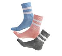 vitsocks Women's Sports 85% BAMBOO Crew Tennis Socks (3 PAIRS) Striped & Plain Thin Athletic American Tube Skate, multipack 2, 6-8