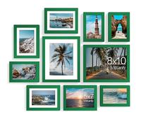 Vittanly 10 Pack Picture Frames Collage Wall Decor, Gallery Wall Frame Set with 2Pcs 8x10, 4Pcs 5x7 and 4Pcs 4x6 Photo Frames, Picture Frame Set for Wall Collage or Tabletop Display, Green