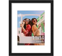 Vittanly 11x14 Picture Frame, Display Pictures 8x10 with Mat or 11x14 without Mat, Photo Frame for Wall Mounting, Black, 1 Pack