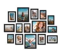 Vittanly 15 Pack Picture Frames Collage Wall Decor for Mounting or Tabletop Display, Gallery Frame Set for Family, Multi Sizes Including 3pcs 8x10, 6pcs 5x7, 6pcs 4x6, Black