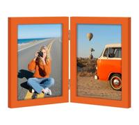 Vittanly 5x7 Double Picture Frame, Hinged 2 Photo Frames, Orange