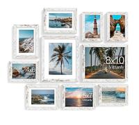 Vittanly Picture Frames Set of 10, Picture Frames Collage Wall Decor with Two 8x10, Four 5x7, and Four 4x6 Photo Frames, Gallery Wall Frame Set for Wall or Tabletop Display, Distressed White