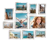 Vittanly Picture Frames Set of 10, Picture Frames Collage Wall Decor with Two 8x10, Four 5x7, and Four 4x6 Photo Frames, Gallery Wall Frame Set for Wall or Tabletop Display, Distressed White