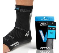 VITTO Ankle Support for Men and Women - Non-Slip Ankle Brace, Compression Sleeve for Plantar Fasciitis and Ligament Damage, Black, L
