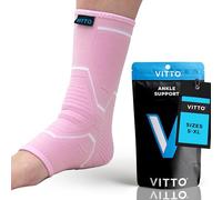 VITTO Ankle Support for Sprained Ankle, Arthritis, Joint Pain, Strains, Injury, Recovery, Rehab, Sports - Multi Zone Compression Sleeve (L, Pink)