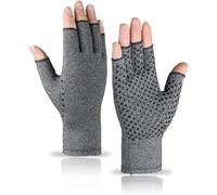 VITTO Anti-Arthritis Gloves with Grips - Compression Fingerless Gloves for Arthritis Pain Relief, Carpal Tunnel, Injuries - For Women & Men (Small, Grey)