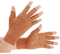 VITTO Anti-Arthritis Gloves Women & Men - Compression Gloves for Arthritis Pain Relief, Carpal Tunnel, Injuries - Fingerless Gloves for Women & Fingerless Gloves for Men (Medium, Brown)