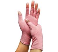VITTO Anti-Arthritis Gloves Women & Men - Compression Gloves for Arthritis Pain Relief, Carpal Tunnel, Injuries - Fingerless Gloves for Women & Fingerless Gloves for Men (Large, Pink)