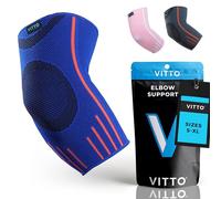VITTO Elbow Support for Men & Women - Compression Sleeve for Tendonitis, Arthritis, Injury - Tennis Elbow Support Strap, Arm Sleeves for Weightlifting (M, Blue, Single)
