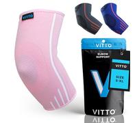VITTO Elbow Support for Men & Women - Compression Sleeve for Tendonitis, Arthritis, Injury - Tennis Elbow Support Strap (S, Pink, Single)