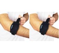 VITTO Elbow Support for Men & Women - Tennis Elbow Support Strap - Compression Brace for Tendonitis, Arthritis, Injury (Black, One Size - Adjustable) (Pack of 2)