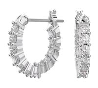 Swarovski Vittore hoop earrings, White, Rhodium plated