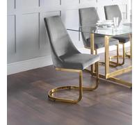 Vittoria Cantilever Dining Chair - Set of 2 - Grey Fabric