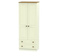 Vittoria Ready Assembled Contemporary Matt Cream Oak Effect 2 Drawer Tall Double Wardrobe (H)1970mm (W)740mm (D)530mm