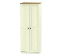 Vittoria Ready Assembled Contemporary Matt Cream Oak Effect Tall Double Wardrobe (H)1970mm (W)740mm (D)530mm
