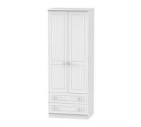 Vittoria Ready Assembled Contemporary Matt White 2 Drawer Tall Double Wardrobe (H)1970mm (W)740mm (D)530mm