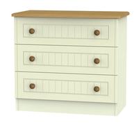 Crowndale Warwick 3 Drawer Cream Ash and Oak Chest of Drawers - Wilko